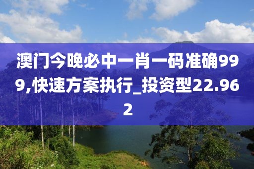 澳門今晚必中一肖一碼準(zhǔn)確999,快速方案執(zhí)行_投資型22.962