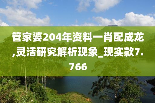 管家婆204年資料一肖配成龍,靈活研究解析現(xiàn)象_現(xiàn)實(shí)款7.766