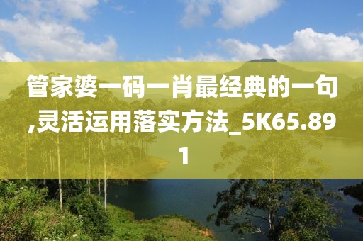 管家婆一碼一肖最經(jīng)典的一句,靈活運用落實方法_5K65.891