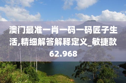 澳門最準(zhǔn)一肖一碼一碼匠子生活,精細(xì)解答解釋定義_敏捷款62.968