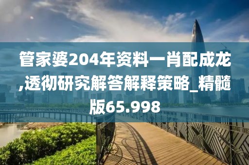 管家婆204年資料一肖配成龍,透徹研究解答解釋策略_精髓版65.998