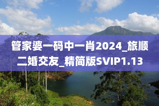 管家婆一碼中一肖2024_旅順二婚交友_精簡版SVIP1.13