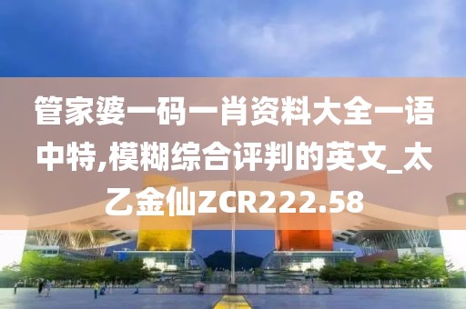 管家婆一碼一肖資料大全一語中特,模糊綜合評判的英文_太乙金仙ZCR222.58