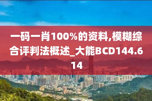 一碼一肖100%的資料,模糊綜合評(píng)判法概述_大能BCD144.614