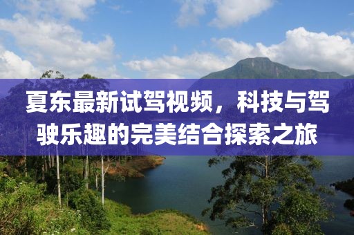 夏東最新試駕視頻，科技與駕駛樂趣的完美結(jié)合探索之旅