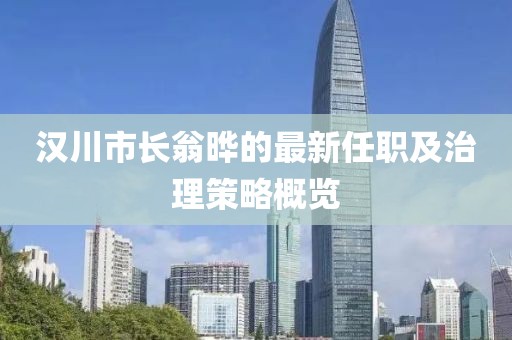 漢川市長(zhǎng)翁曄的最新任職及治理策略概覽