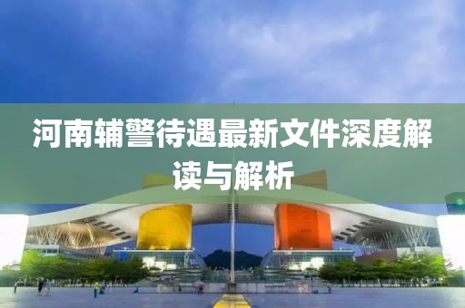 河南輔警待遇最新文件深度解讀與解析