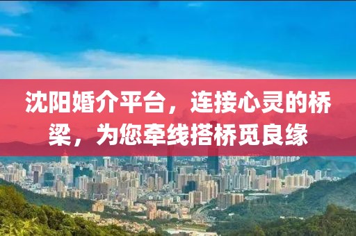 沈陽(yáng)婚介平臺(tái)，連接心靈的橋梁，為您牽線(xiàn)搭橋覓良緣