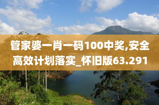 管家婆一肖一碼100中獎(jiǎng),安全高效計(jì)劃落實(shí)_懷舊版63.291