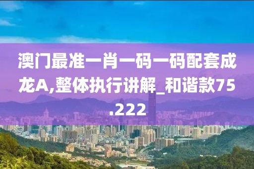 澳門最準(zhǔn)一肖一碼一碼配套成龍A,整體執(zhí)行講解_和諧款75.222