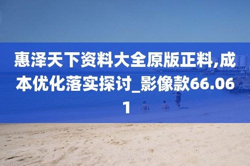 惠澤天下資料大全原版正料,成本優(yōu)化落實探討_影像款66.061