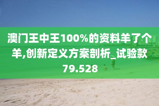 澳門王中王100%的資料羊了個(gè)羊,創(chuàng)新定義方案剖析_試驗(yàn)款79.528