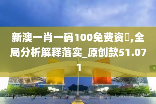 新澳一肖一碼100免費資枓,全局分析解釋落實_原創(chuàng)款51.071