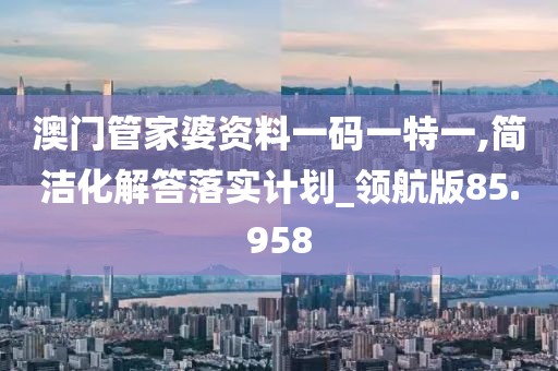 澳門(mén)管家婆資料一碼一特一,簡(jiǎn)潔化解答落實(shí)計(jì)劃_領(lǐng)航版85.958