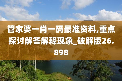 管家婆一肖一碼最準(zhǔn)資料,重點(diǎn)探討解答解釋現(xiàn)象_破解版26.898