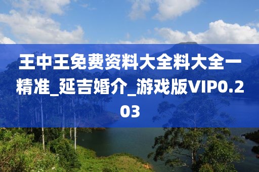 王中王免費(fèi)資料大全料大全一精準(zhǔn)_延吉婚介_(kāi)游戲版VIP0.203