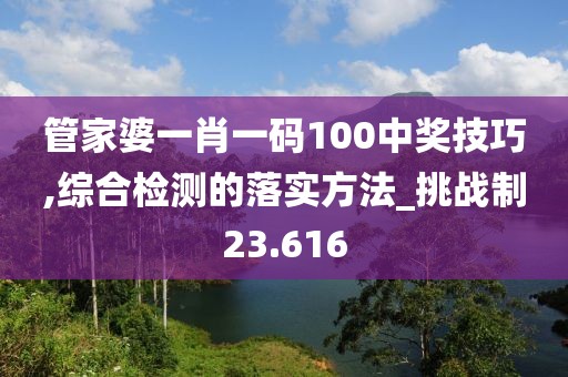 管家婆一肖一碼100中獎(jiǎng)技巧,綜合檢測的落實(shí)方法_挑戰(zhàn)制23.616