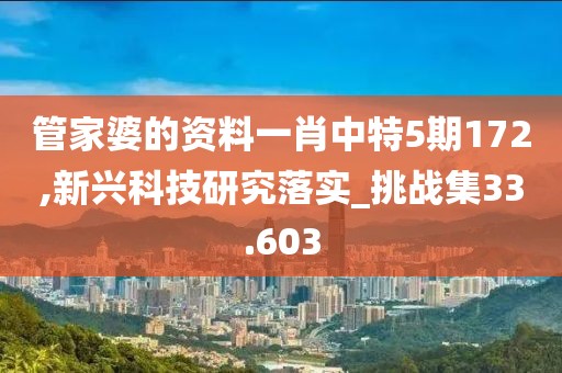管家婆的資料一肖中特5期172,新興科技研究落實(shí)_挑戰(zhàn)集33.603