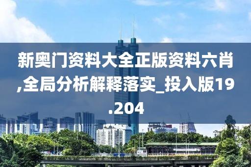 新奧門資料大全正版資料六肖,全局分析解釋落實_投入版19.204
