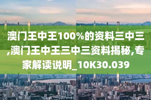 澳門王中王100%的資料三中三,澳門王中王三中三資料揭秘,專家解讀說明_10K30.039