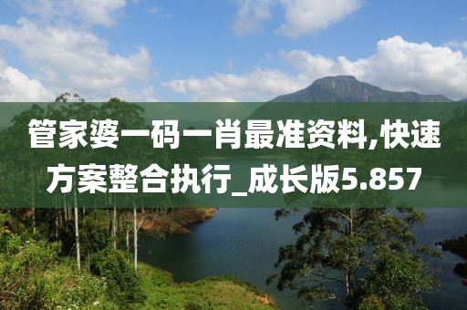 管家婆一碼一肖最準(zhǔn)資料,快速方案整合執(zhí)行_成長版5.857