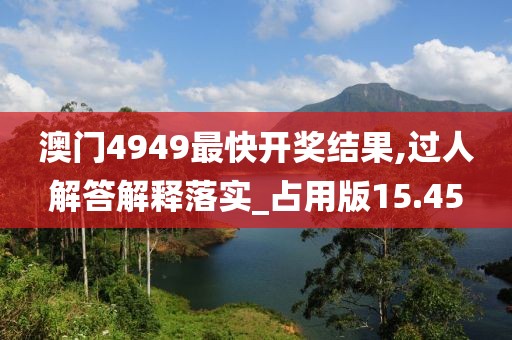 澳門4949最快開獎結果,過人解答解釋落實_占用版15.45