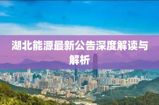 湖北能源最新公告深度解讀與解析